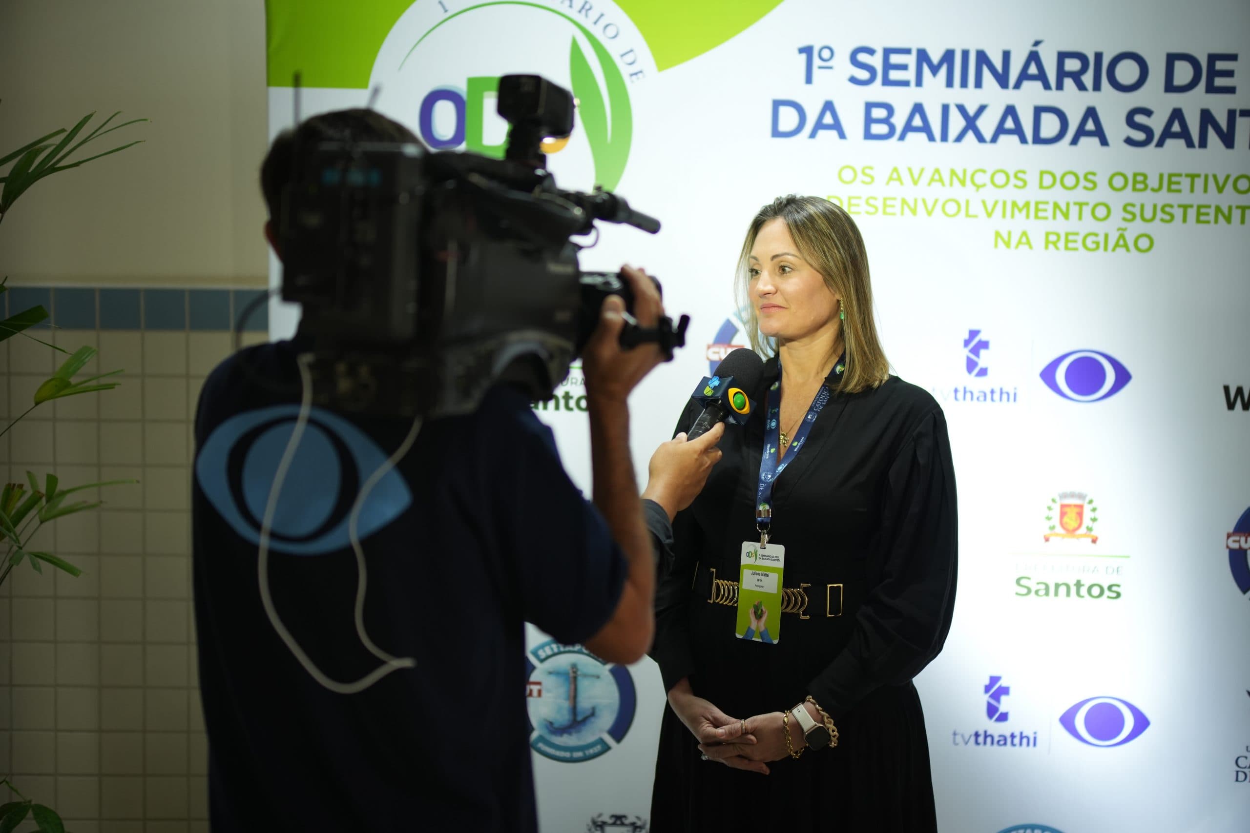 Gravação de entrevista no espaço do Seminário de ODS